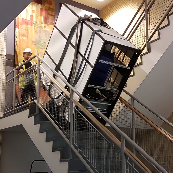 Commercial lifting on stairs in a restricted access environment